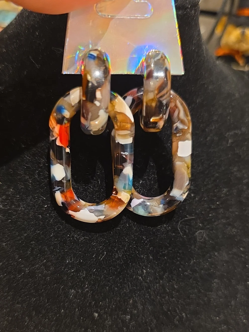 Stella & Dot Multicolor Resin Link Drop Earrings